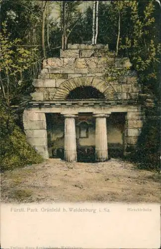 Waldenburg (Sachsen) Fürstlicher Park Grünfeld Hirschtränke 1912