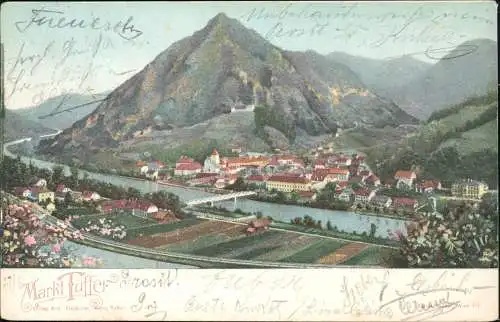 Postcard Tüffer Laško Stadtpartie Untersteiermark 1898