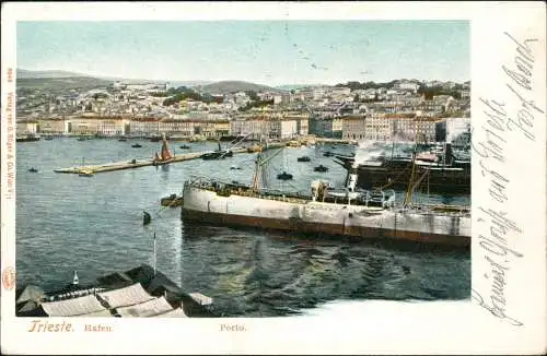 Cartoline Triest Trieste Hafen Dampfer Steamer 1901  Ankunftsstempel Graz