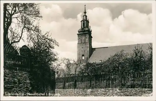 Ansichtskarte Schneeberg (Erzgebirge) Blick auf die Kirche 1930