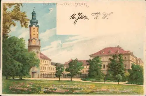 Ansichtskarte Weimar Stadtschloss - Künstlerkarte 1899