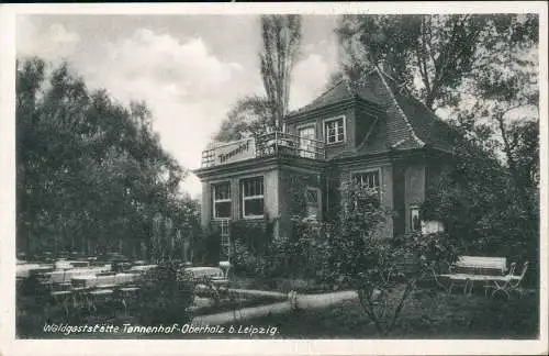 Ansichtskarte Großpösna Waldgaststätte Tannenhof-Oberholz b. Leipzig. 1953