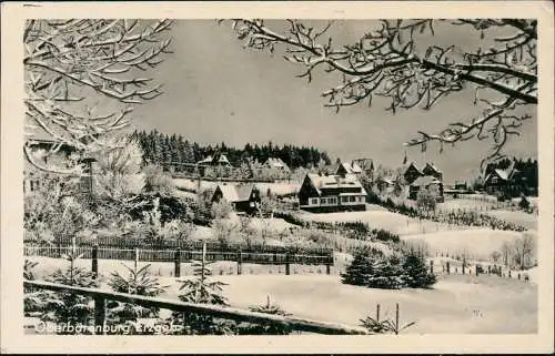 Ansichtskarte Oberbärenburg-Altenberg (Erzgebirge) Stadtpartie im Winter 1952