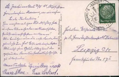 Postcard Sankt Joachimsthal Jáchymov Hotel 1939