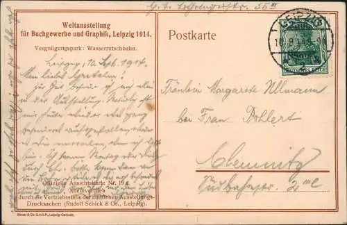 Leipzig Weltaustellung Buchgewerbe Vergnügungspark: Wasserrutschbahn. 1914