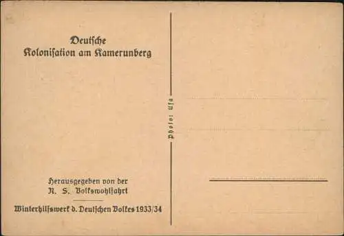 Postcard .Kamerun Kolonisation am Kamerunberg Deutsche Kolonie 1934