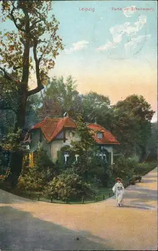 Ansichtskarte Südvorstadt-Leipzig Partie im Scheibenholz Haus 1908