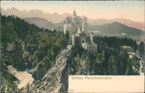 Ansichtskarte Schwangau Schloss Neuschwanstein colorierte AK 1912