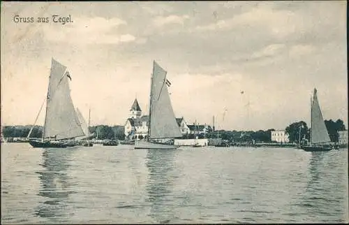 Ansichtskarte Tegel-Berlin Gasthaus Segelboote 1905