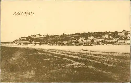 Postcard Belgrad Beograd (Београд) Blick über den Fluß 1917  Serbien Serbia