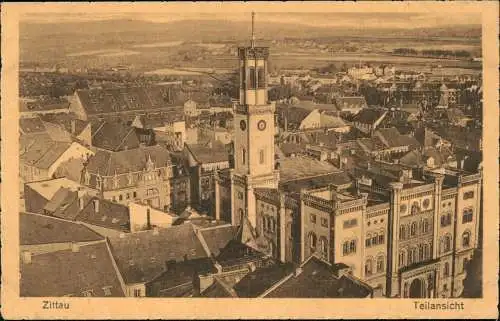 Ansichtskarte Zittau Blick über die Stadt 1922