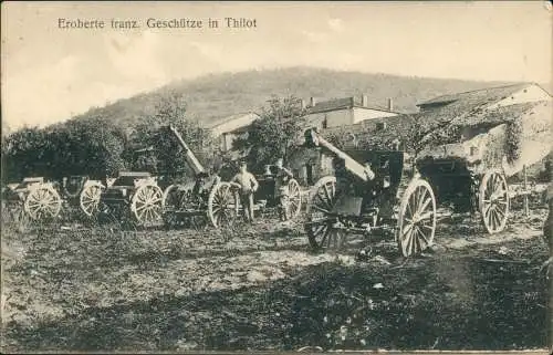 CPA Le Thillot Geschütze Militaria WK1 Vogesen Vosges 1916  gel. Feldpoststempel