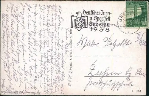 Postcard Breslau Wrocław Liebichshöhe 1938