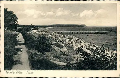 Ansichtskarte Göhren (Rügen) Seebrücke Strand und Weg 1925