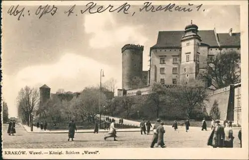 Postcard Krakau Kraków Wawel und Straße 1939  gel. Feldpost WK2