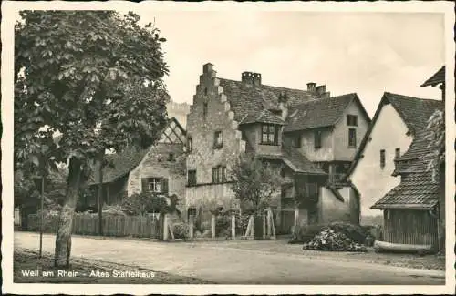 Ansichtskarte Weil am Rhein Straßenpartie - Altes Staffelhaus 1956