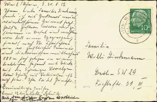 Ansichtskarte Weil am Rhein Straßenpartie - Altes Staffelhaus 1956
