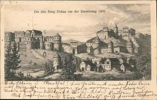 Dohna Die alte Burg vor der Zerstörung b Heidenau Dresden  1402/1904