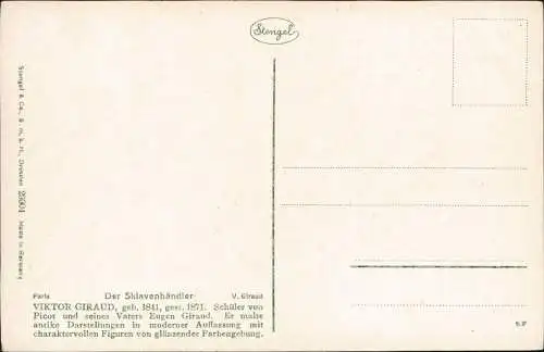 Erotik (Nackt - Nude) Künstlerkarte:  Kunstwerke Der Sklavenhändler 1913