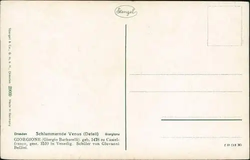 Ansichtskarte  Erotika Erotik Gemälde Schlummernde Venus 1912