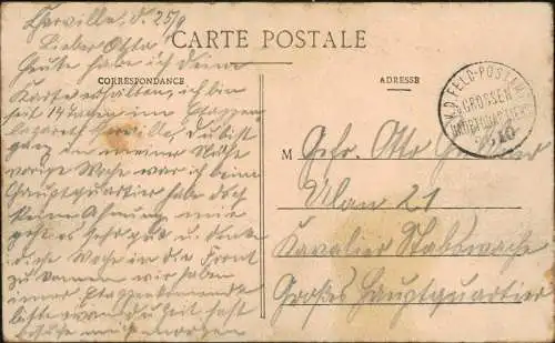 Charleville-Mézières  Boulevard Chanzy 1914  France gel. Feldpoststempel