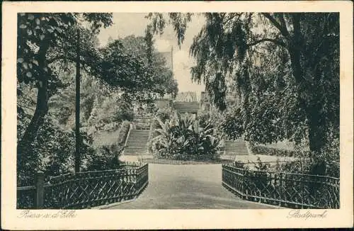 Ansichtskarte Riesa Stadtpark 19251926  Bahnpoststempel Chemnitz Riesa