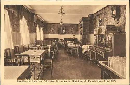 Crimmitschau Conditorei Café Paul Bräutigam Carthäuserstraße  Wiesenstraße 1925