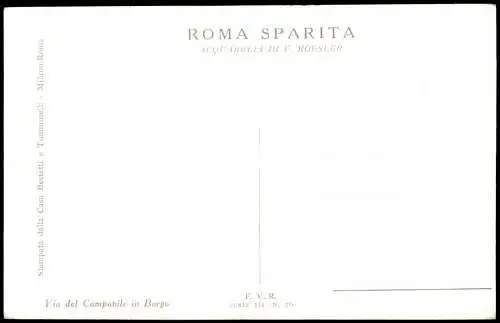 Rom Roma Via del Campanile in Borgo ACQUARELLI DI F. ROESLER 1910