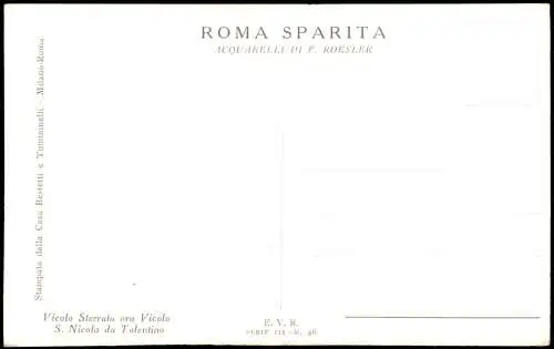 Rom Roma Vicolo Sterrato ora Vicolo ROMA SPARITA ACQUARELLI DI F. ROESLER 1910