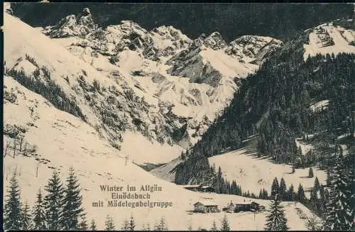 Einödsbach Oberstdorf Allgäu mit Mädelegabelgruppe Winter im Allgäu 1919 Bayern