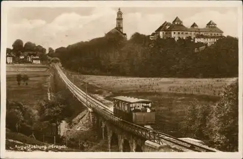 Ansichtskarte Augustusburg Erzgebirge Schloss Augustusburg Bahn 1929