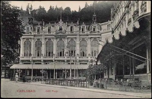 Postcard Karlsbad Karlovy Vary Grand Hotel und Cafe "Pupp" 1913