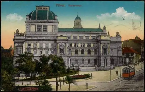 Postcard Pilsen Plzeň Stadttheater 1915