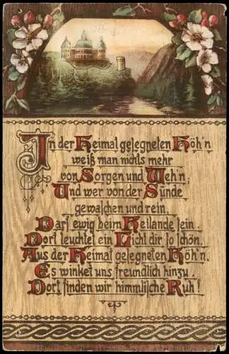 Ansichtskarte  Künstlerkarte Landschaftsmotiv mit Heimat Verse Spruch 1910