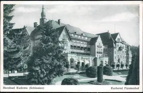 Postcard Bad Kudowa Kudowa-Zdrój Kurhotel Fürstenhof 1942