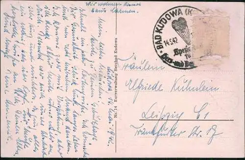 Postcard Bad Kudowa Kudowa-Zdrój Kurhotel Fürstenhof 1942