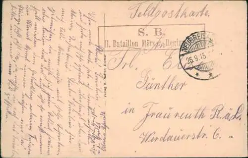 CPA Drei Ähren Trois Epis Stadtpartie 1915  gel. div. Feldpoststempel