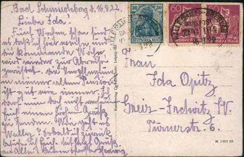 Bad Schmiedeberg Mehrbild AK Straße zum Kurhaus uvm 1922  gel. Bahnpoststempel