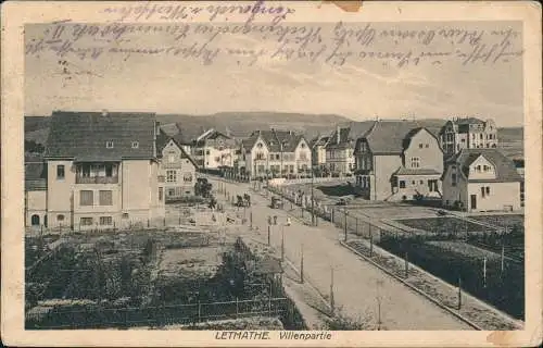 Ansichtskarte Letmathe Iserlohn Straße Villenkolonie 1921  Bahnpoststempel