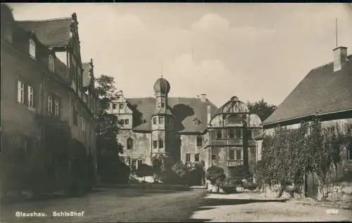 Ansichtskarte Glauchau Schlosshof - Fotokarte 1928 Landpoststempel Weidensdorf