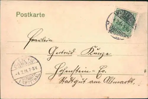 Waldenburg (Sachsen) Park Grünfeld Schlösschen Handkolorirte Künstlerkarte 1900