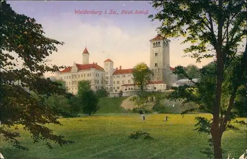 Ansichtskarte Waldenburg (Sachsen) Partie am Schloß 1913