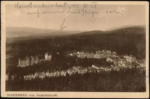 Postcard Marienbad Mariánské Lázně Stadt vom Aussichtsturm 1929