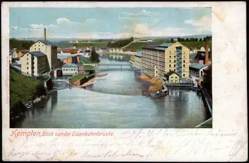 Ansichtskarte Kempten (Allgäu) Blick von der Eisenbahnbrücke. 1905  Bayern