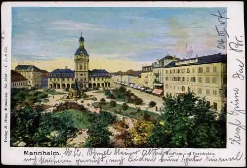 Ansichtskarte Mannheim Paradeplatz - Pfälzer Hof 1904