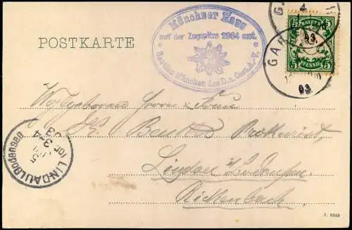 Ansichtskarte Grainau Münchner Haus Zugspitze Hochstation 1903