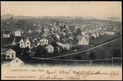 Ansichtskarte Lindenberg (Allgäu) Stadtpartie 1908  Bayern Allgäu
