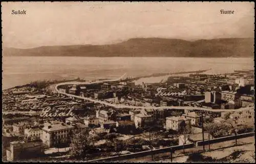 Postcard Rijeka Fiume/Reka Blick über die Stadt Sušak 1930  Kroatien Croatia