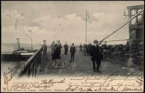 Scheveningen-Den Haag Den Haag Op het Wandelhoofd Dampfer Steamer 1904