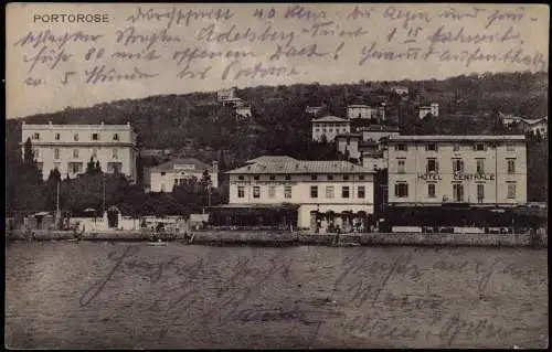 Postcard Portorose Portorož Hotel Centrale Strand 1925  Slovenien Slovenija